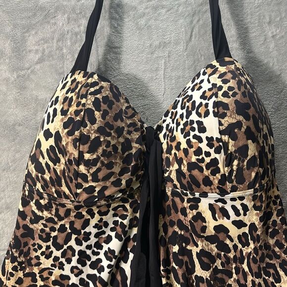 Animal Print Bathing Suit Top Only No Bottoms Halter Flowy Size 2x - Picture 2 of 7